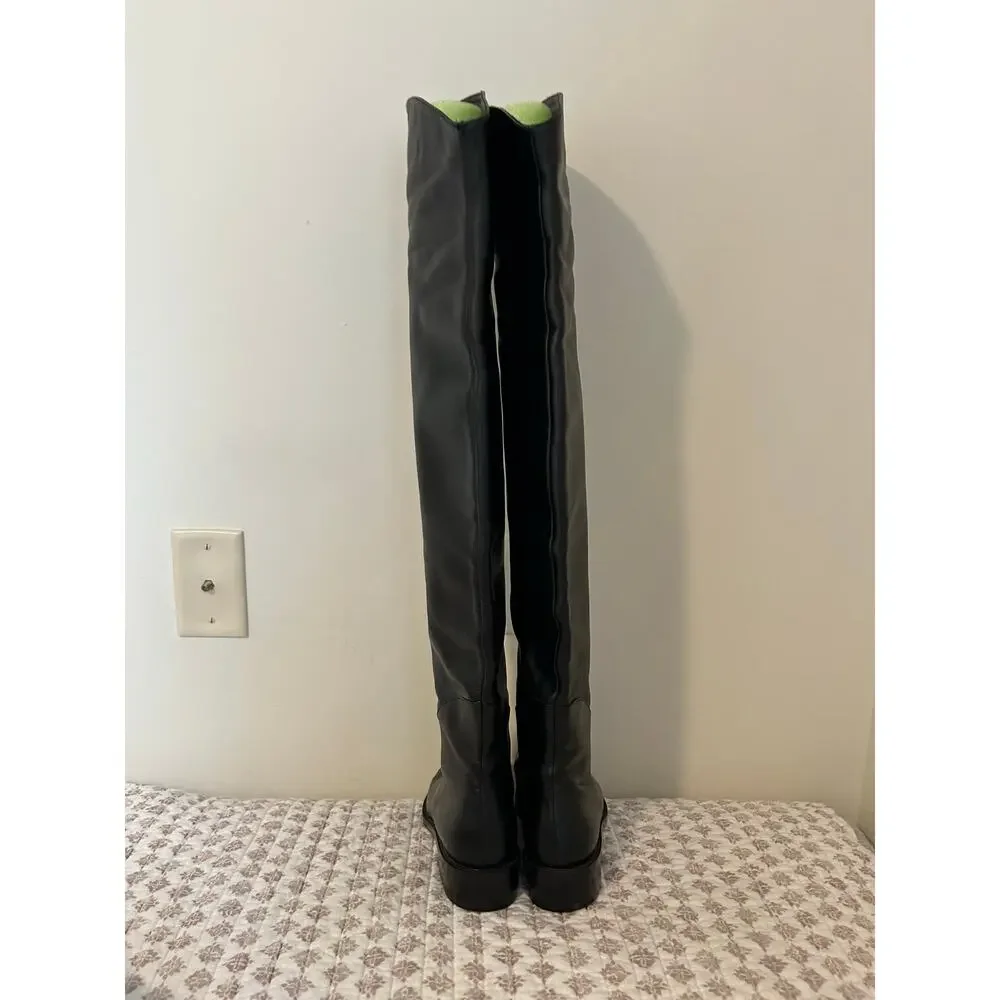 Inga Black Italy Leather Thigh High Riding Boots EU 37 EUC Over the Knee Classic